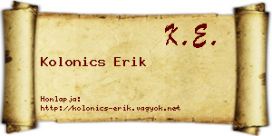 Kolonics Erik névjegykártya